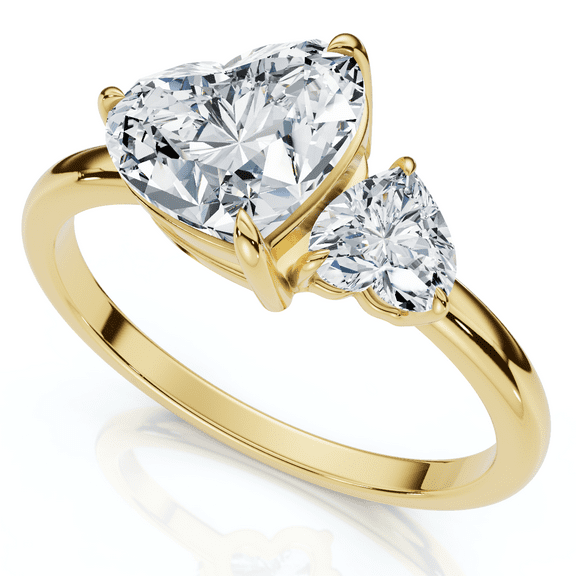 Pompeii 1 1/2Ct Heart Cut Toi et Moi Diamond Ring 14k Gold or Pt Lab Grown (E/F,VS1-VS2)