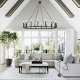 thumbnail image 4 of ACROMA 47In Farmhouse 16-light Large Round Wagon Wheel Candle Chandelier - 47'' D X 140'' H Weathered Walnut Distressed, Satin, Matte Painted, 4 of 5