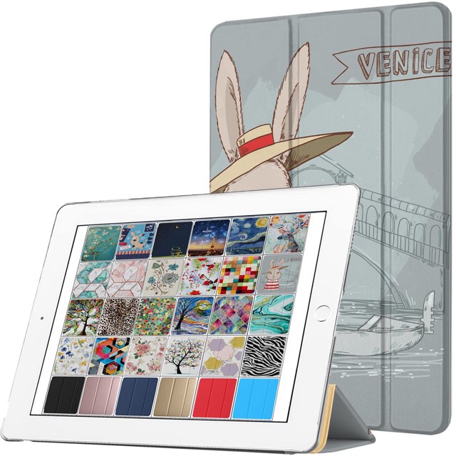 DuraSafe Cases For iPad Mini 4th Gen 2015 - 7.9 Slimline Series Lightweight Protective Cover with Dual Angle Stand & Clear PC Back Shell - Bunny Hat