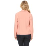 Moa Collection Womens Solid Casual Office Work Long Sleeve Open Front Blazer Jacket