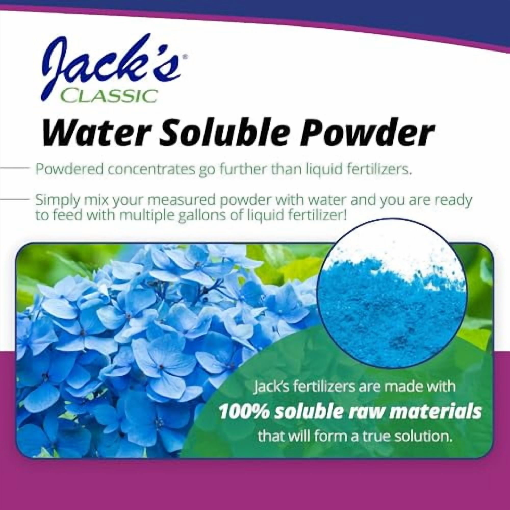 Jack's Classic 7-3-3 Hydrangea Blue Water-Soluble Fertilizer with Micronutrients to Enhance Blue Flowers, 1.5lbs