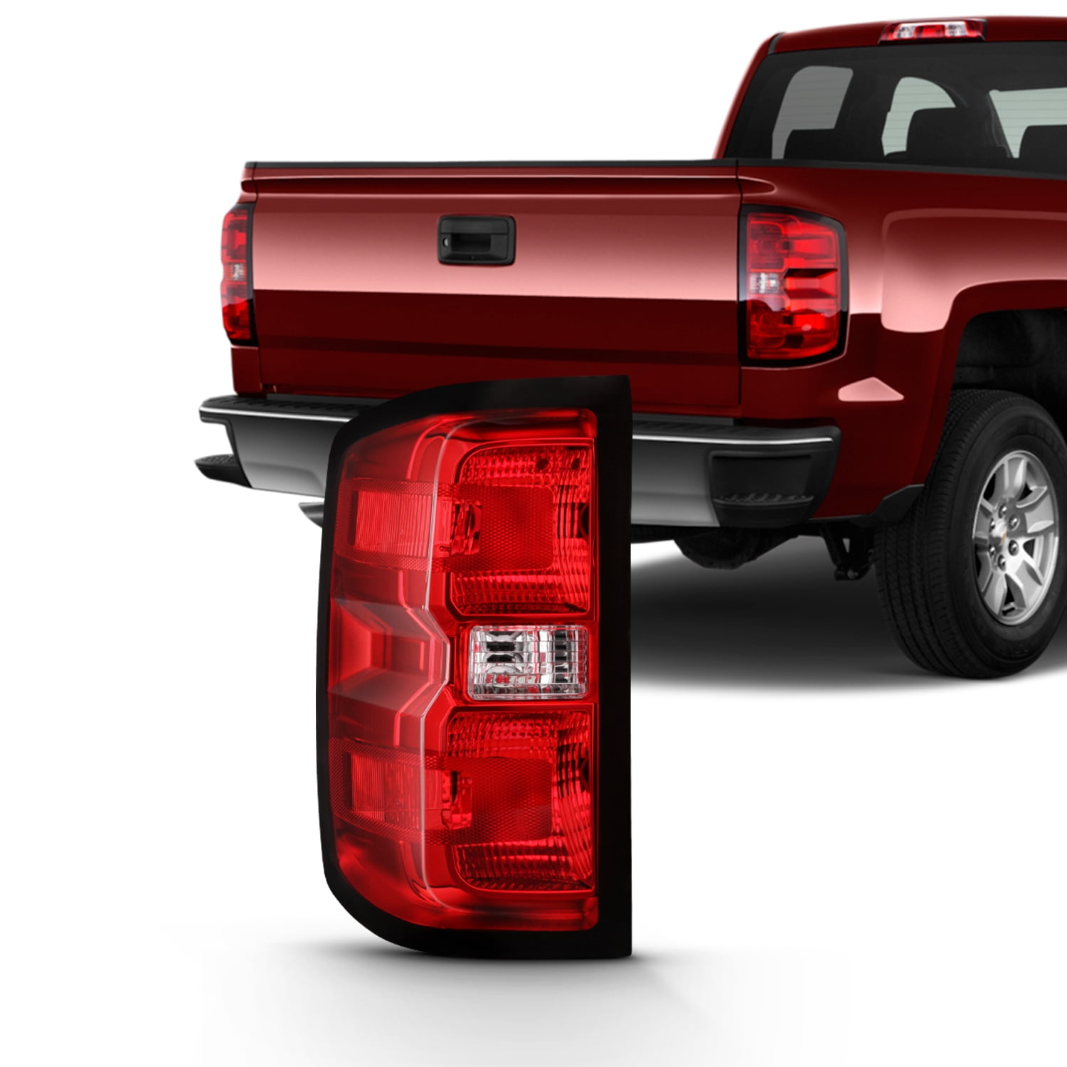 AKKON - Fits 2014 2015 2016 2017 2018 2019 Chevy Silverado 1500 2500HD 3500HD | GMC Sierra 3500 HD Tail Lights Brake Lamp Left Driver