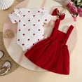 thumbnail image 4 of CAICJ98 Baby Girl Summer Clothes Newborn Romper Love Heart Print Short Sleeved Ruffled Bow Skirt Headband Infant Outfits Set (Red,6-9 Months), 4 of 7
