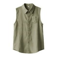 thumbnail image 6 of COSFO Mens Button Up Shirt Sleeveless Green Casual Cotton Linen Tops Loose Summer with Pocket Collared Tank Tops, 6 of 9