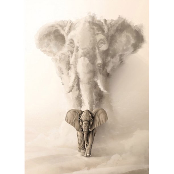 Pintura de diamante (DE4879) Cuadrado 5D DIY Elefante Animal Bordado (SM008) 45x60cm Hugtrwg Para estrenar