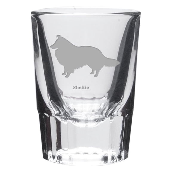 Sheltie Deep Etched Shot Glass