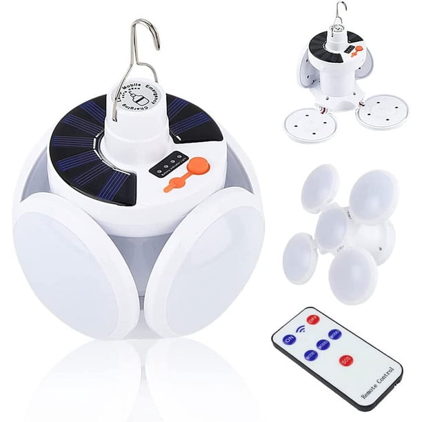 Lámpara solar para acampar, recargable por USB, portátil, LED, reflector portátil, linterna de camping plegable con 5 modos, luz SOS impermeable, lámpara de tienda de campaña, iluminación de emergenci