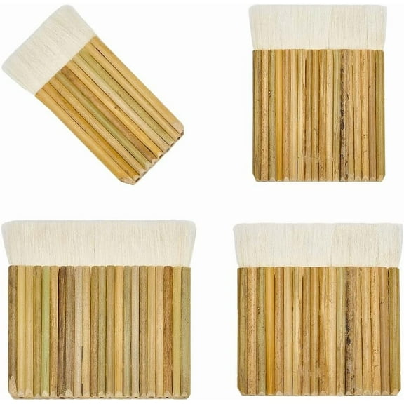 4 Size Hake Watercolor Brushes Flat Hake Brushes Artist Painting Brushes Handle Haik Brush Sheep Hair Hake Brush for Kiln Wash Watercolor Dust Cleaning Ceramic Pottery Painting