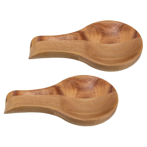SEWCHICS 2-Piece Acacia Wood Spoon Rest Set, Moisture-Resistant Kitchen Utensil Holder for Cooking & Serving