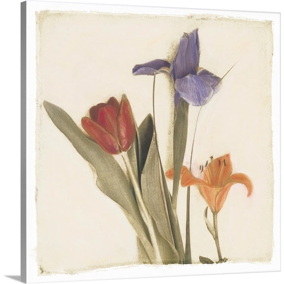 Great BIG Canvas | "Tre Fiori III" Canvas Wall Art - 20x20