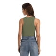 thumbnail image 3 of Women's Crewneck Racerback Ribbed Tank Tops Summer Basic High Neck Sleeveless Slim Fit Crop Tops, 3 of 6