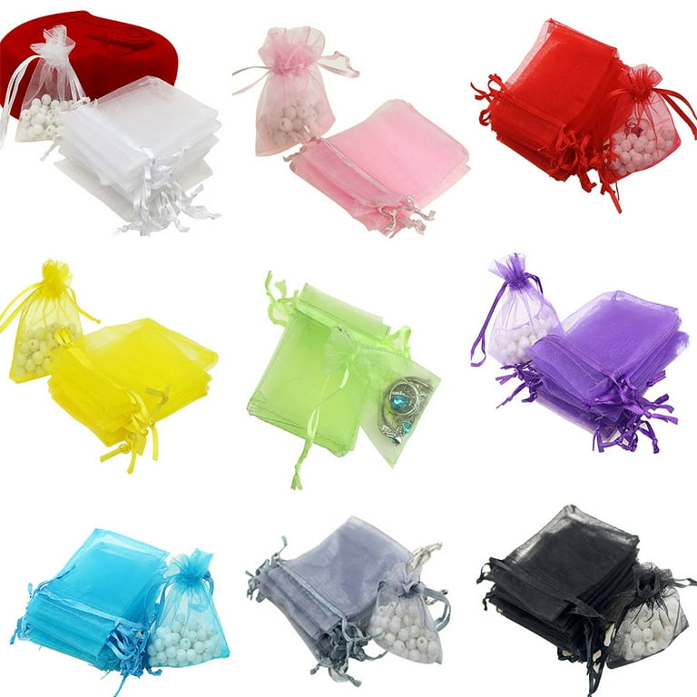 100pcs Small Drawstring Mesh Gift Bags Organza Bags 2.8x3.5