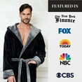 thumbnail image 2 of Lotus Linen Plush Hooded Robe for Men - Soft Fleece Bathrobe, Black Grey S/M, 2 of 9