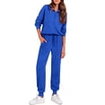 thumbnail image 1 of Conjunto Deportivo PRETTYGARDEN Sudadera con Cierre y Pantalón Jogger Azul Real Talla S, 1 of 8