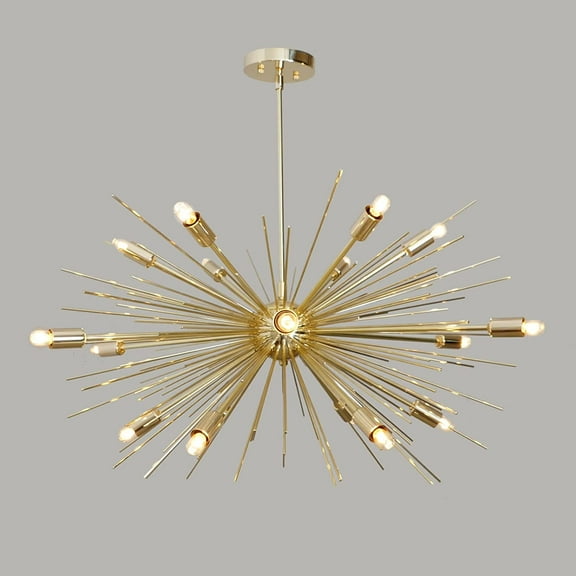 Mid Century Sputnik Brass Chandelier SPURCHIN , Handmade Statement Urchin Chandelier Ceiling Light 18 light 32"