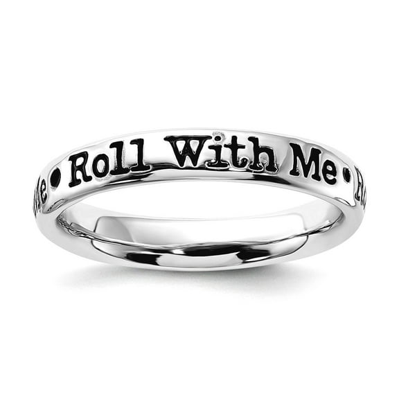3.25mm 925 Sterling Silver Polished Stackable Lyric Roll With Me Ring Size 6 Stackable Ring for Women
