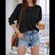 thumbnail image 4 of Blusa Informal con Cuello Redondo y Ligera para Mujer, Color Negro, Talla XL, 4 of 7