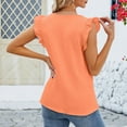 thumbnail image 5 of Women's Casual, Fashionable And Versatile V-neck Pullover Ruffled Sleeveless Solid Color T-shirt, 5 of 6