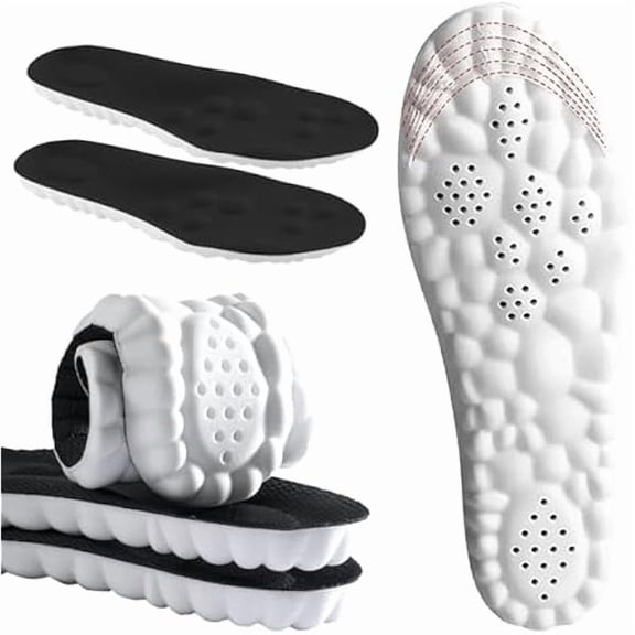 USBSO 4D Cloud Insoles for Men Memory Foam Cloud Insoles Super Soft Anti-Fatigue, Shock Absorption, Relieve Foot Pain (Black, US 11-13)