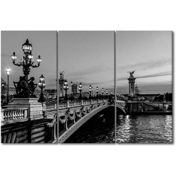 TISHIRON 3PCS Framed Canvas Wall Art Set,42"x28" Alexander III Bridge Canvas Art Decor