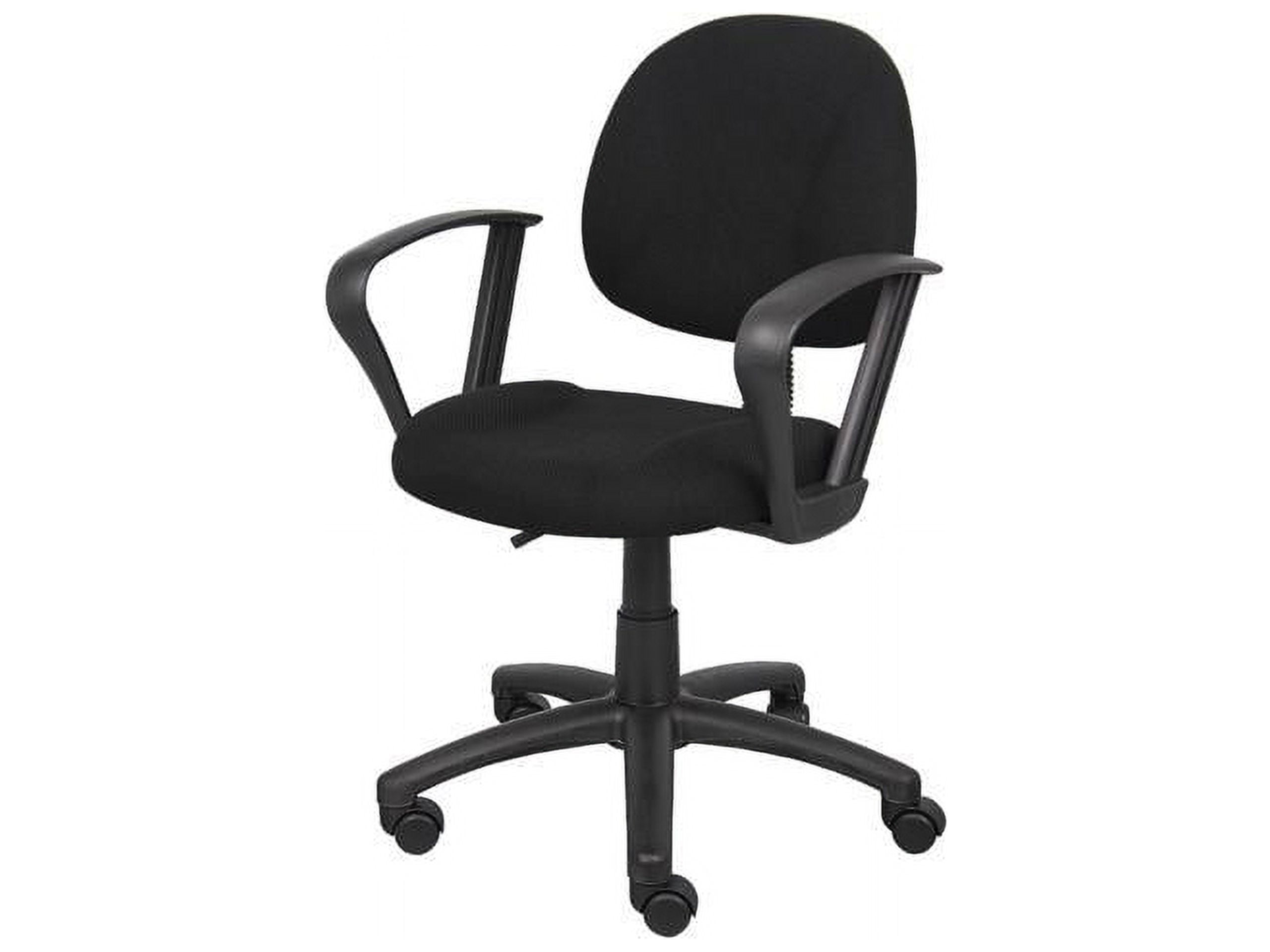 Boss Office Products Mid Back Ergonomic Fabric Office Swivel Chair With Arms in Black