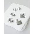 thumbnail image 3 of Time and Tru Women's Silver Plated Metal 3 Pair Hoop Earring Set, 3 of 8