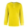 thumbnail image 5 of Resicozy Men's Henley Shirts Long Sleeve Fashion Lightweight Button Plain T-Shirt Casual Basic Tees Top Yellow 3XL, 5 of 7