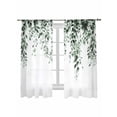 thumbnail image 2 of Sheer Curtains 63 Inches Long, Green Eucalyptus Light Filtering Window Curtains for Living Room/Bedroom, Weeping Botanical Leaf Watercolor Rod Pocket Voile Sheer Curtain Drapes, 52"W x 63"L, 2 Panels, 2 of 8