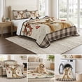thumbnail image 6 of Quilts Full Size Bedding Set, Christmas Elk Lightweight Quilted Comforter, Xmas Ball Botanical Black Checked Taupe Gingham Reversible Bedspread Coverlet with Pillow Covers for All Season, 78" x 90", 6 of 9