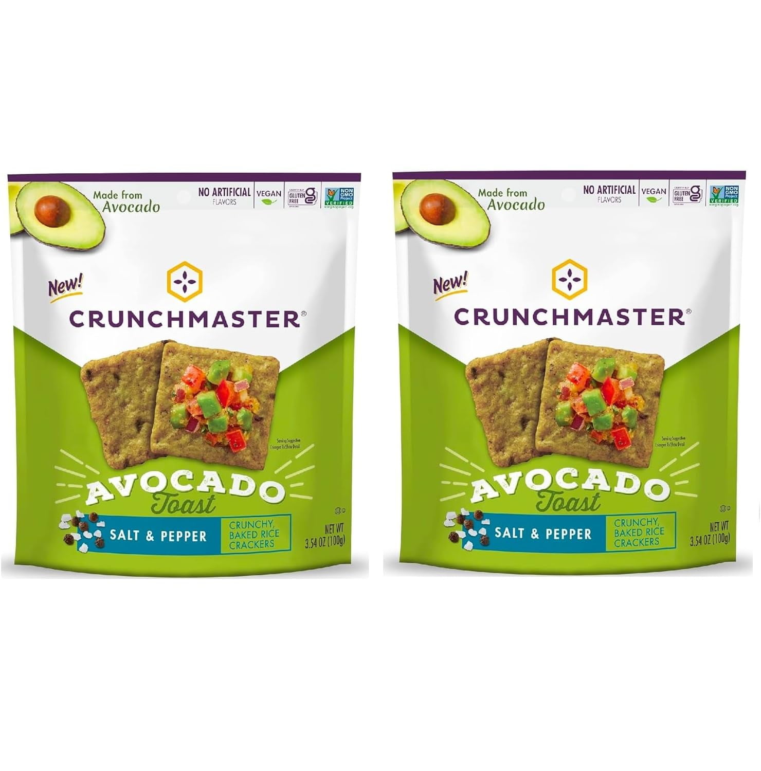 CRUNCHMASTER Salt & Pepper Avocado Toast Crackers - 3.54 Oz Gluten-Free Snack