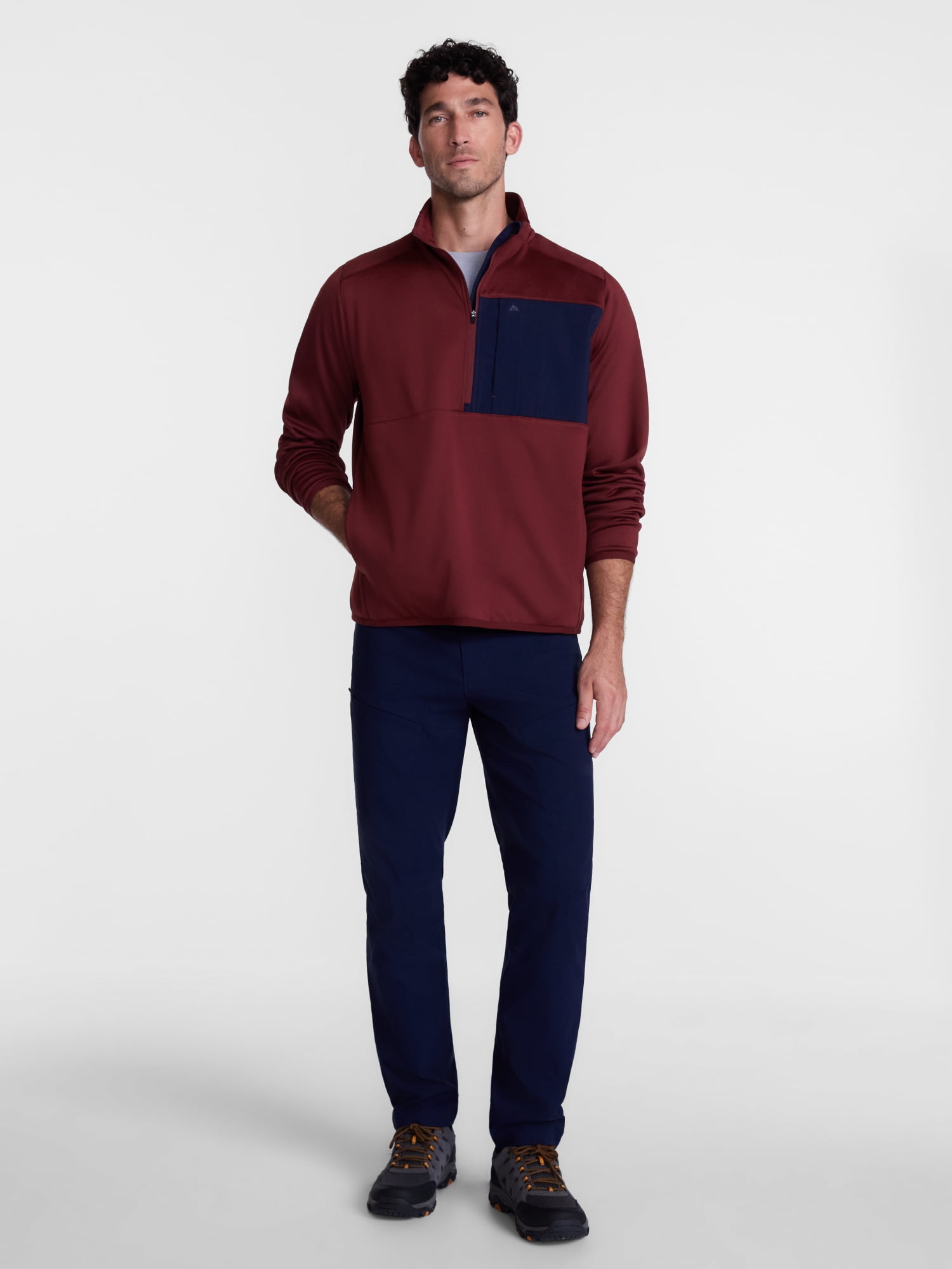 Ozark Trail Men's Half Zip Pullover with Long Sleeves, Sizes S-3XL