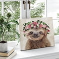 thumbnail image 2 of WFSposter Funny Sloth Wall Art Rustic Country Animal Canvas Print Sloth Wearing a Wreath Wall Decoration Vintage Animals Poster Collection Artwork for Bathroom Kitchen Kid's Room Nursery Decor 12x12, 2 of 7