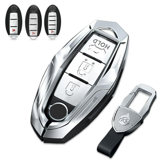 Key Cover Case, Zinc Alloy Smart Remote Key Fob Case Holder Shell Accessories Compatible for Nissan Altima Maxima Rogue Armada Pathfinder Infiniti