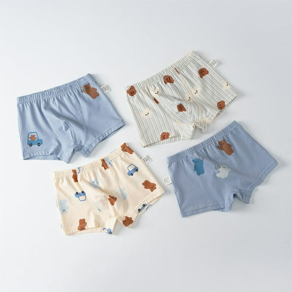 ATOGUTA Underwear for Boys Kids Soft Cotton Fashion Boxer Briefs Toddler Breathable Underwear 4 Pack, Size 3T-8