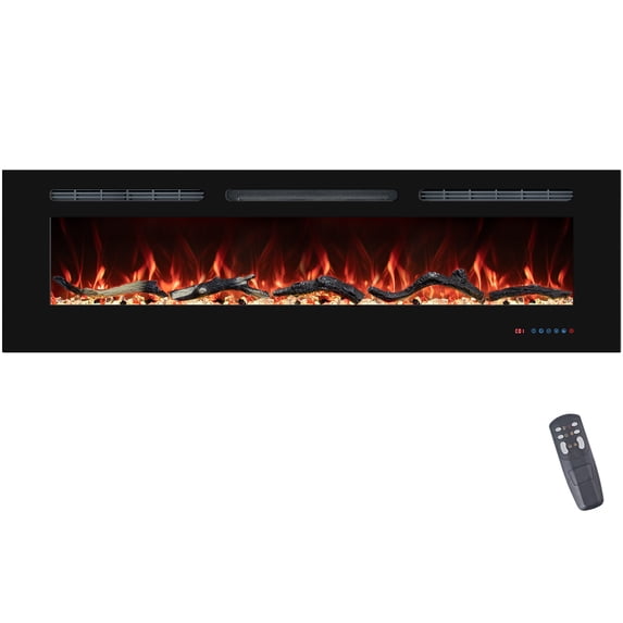 VINEMOUNT 65 in. Electric Fireplace Inserts, Wall Mounted with 13 Flame Colors, Thermostat,Remote & Touch Screen, 750W/1500W