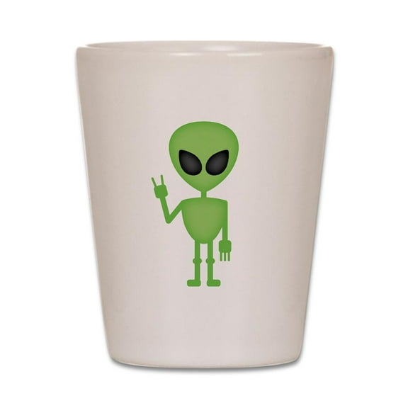 CafePress - Aliens Rock - White Shot Glass, Unique and Funny Shot Glass