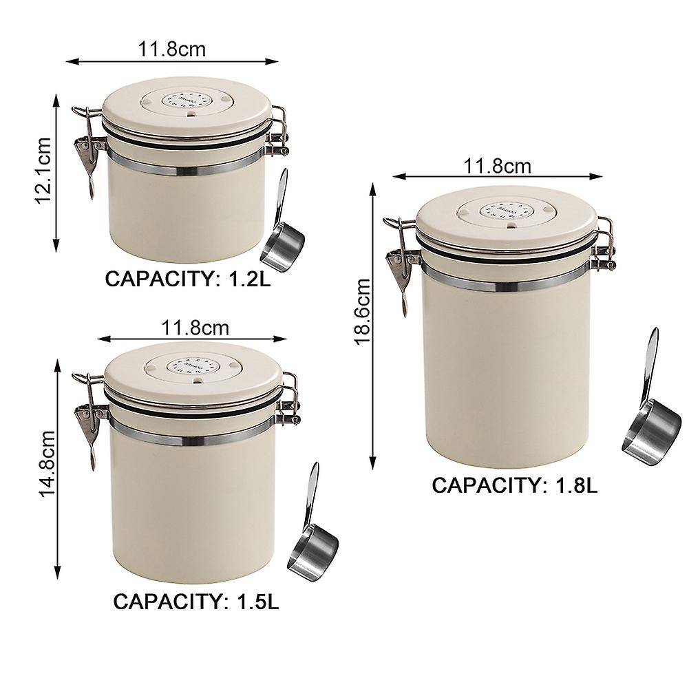 Airtight Coffee Storage Container Multifunctional Food Storage Container for Fresh-Coffee Bean 1.8L Silver
