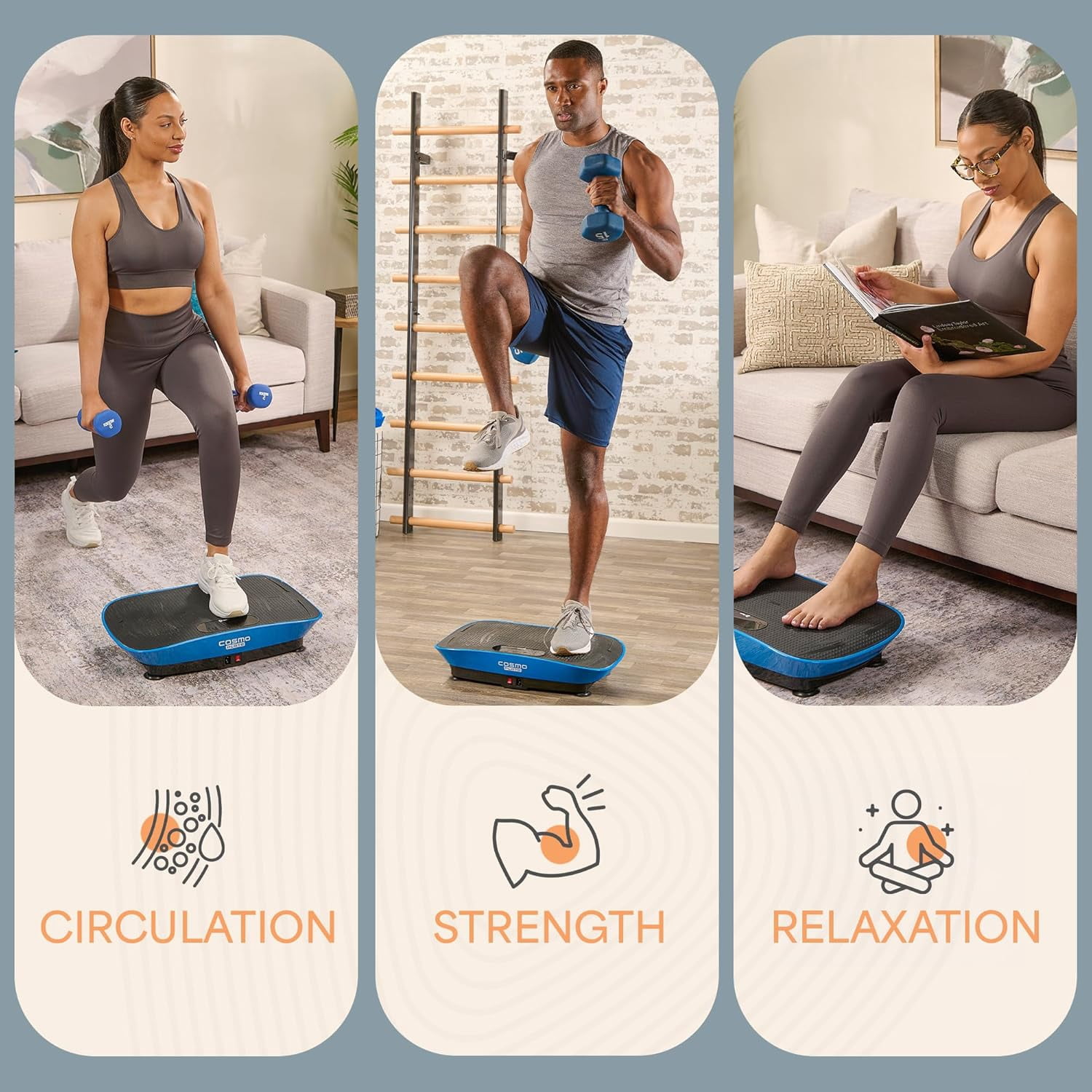 LifePro Shake Plate Vibration Plate Exercise Machine – Oscillation Vibrating Plate, Auto-Start 10 Speeds, Bluetooth Speaker, Quiet Compact, 220 lb Capacity -  Blue