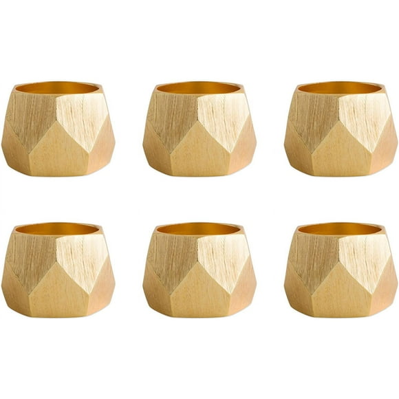EcoNesxp Set of decorative geometric napkin rings with gold triangle bands