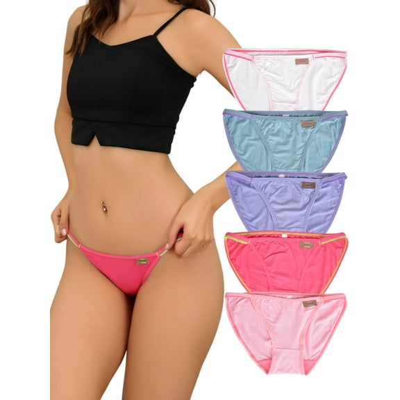 GaaiKei Womens Underwear High Cut String Bikini Panties Low Rise Hipster Ladies Sexy Cheeky Underwear 5 Pack,Size 5