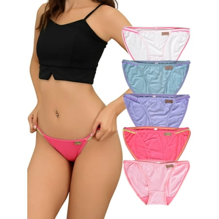 GaaiKei Womens Underwear High Cut String Bikini Panties Low Rise Hipster Ladies Sexy Cheeky Underwear 5 Pack Size 8