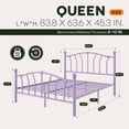 thumbnail image 3 of Einfach Queen Bed Frame, Metal Platform Bed with Heart-Shaped Headboard and Footboard, 12.6'' Under-Bed Storage Space, No Box Spring Needed, Purple, 3 of 10