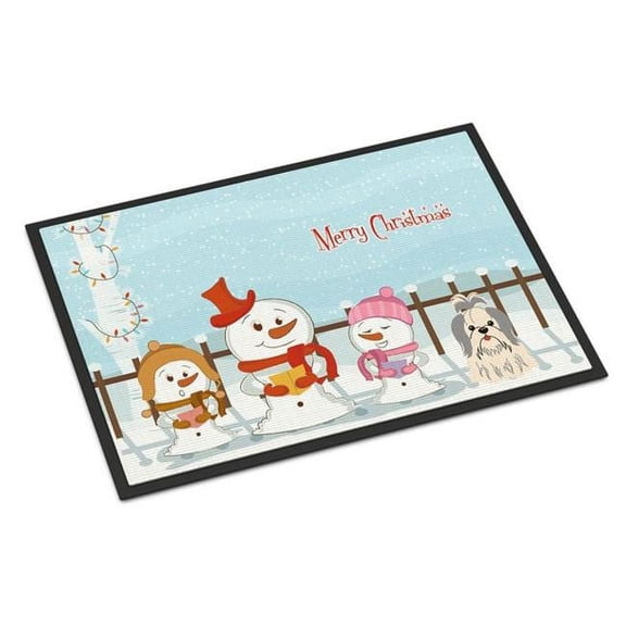Carolines Treasures Merry Christmas Carolers Shih Tzu Silver White Door Mat Indoor Rug or Outdoor Welcome Mat 18x27