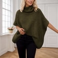 thumbnail image 2 of 2026 Women Fashion Sweater Elegant Turtleneck Half Sleeve Shawl Solid Knitted Cape Trendy Clothes 2025 Green, 2 of 5