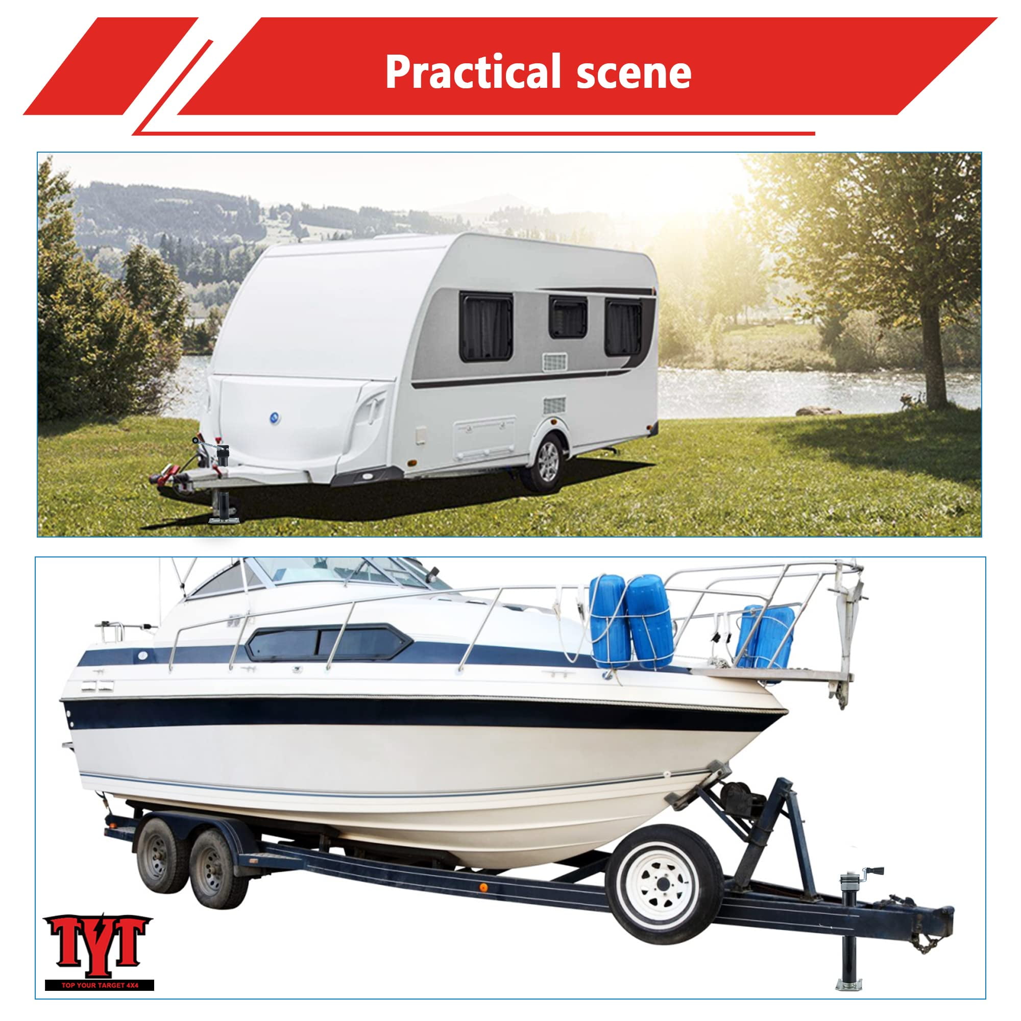 TYT 5000 lbs Weld On Pipe Mount Swivel Trailer Jack, 10" Vertical Travel Trailer Tongue Jack for Boat Trailer, Pop-up Camper, Small Travel Trailer
