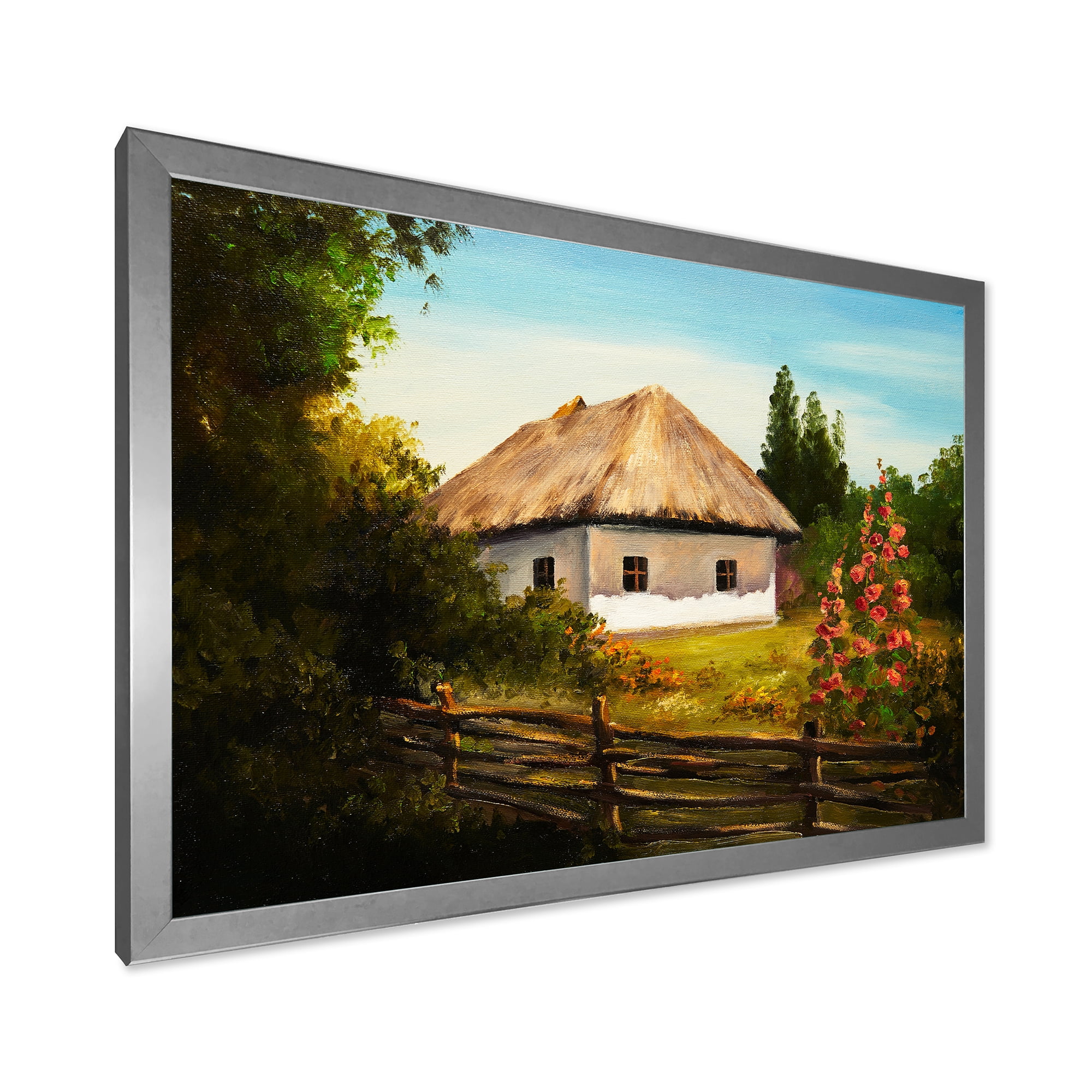 Designart 'House With Blossoming Flowers On The Mountain II' Traditional Framed Art Print