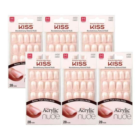 Nail Tips Kiss Salon Acrílico Nude French Medium 28 unidades x6
