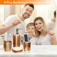 thumbnail image 4 of HXRH Clear Acrylic Bathroom Accessories Set,4 Pieces Lotion Bottle Toothbrush Holder Soap Dish,Soap Dispenser Mouthwash Cup Set,Senior Bathroom Home Decor (Amber), 4 of 7