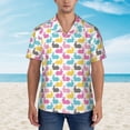 thumbnail image 4 of Daiia Colorful Rabbit Hawaiian Shirt for Men Gentle Cotton Regular Short Sleeve Casual-Large, 4 of 9