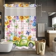 thumbnail image 5 of Easter Egg No Hooks Shower Curtain with Snap-in Liner Green Truck Sunflower Blue Hydrangea Tulips Butterflies Pink Plaid Shower Curtains for Bathroom, Waterproof, Easy Install, Washable 60"x72", 5 of 9